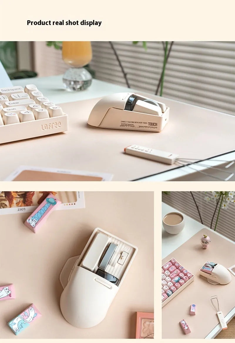 Xiaoqiao wireless mouse in tofu colour showing ergonomic shape and multiple buttons