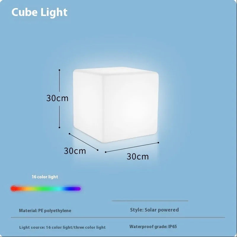 Square LED cube stool light outdoor garden waterproof with modern simple design