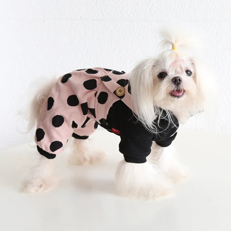 Pet couple clothes with lapel shoulder strap design for dogs in XS to XL sizes