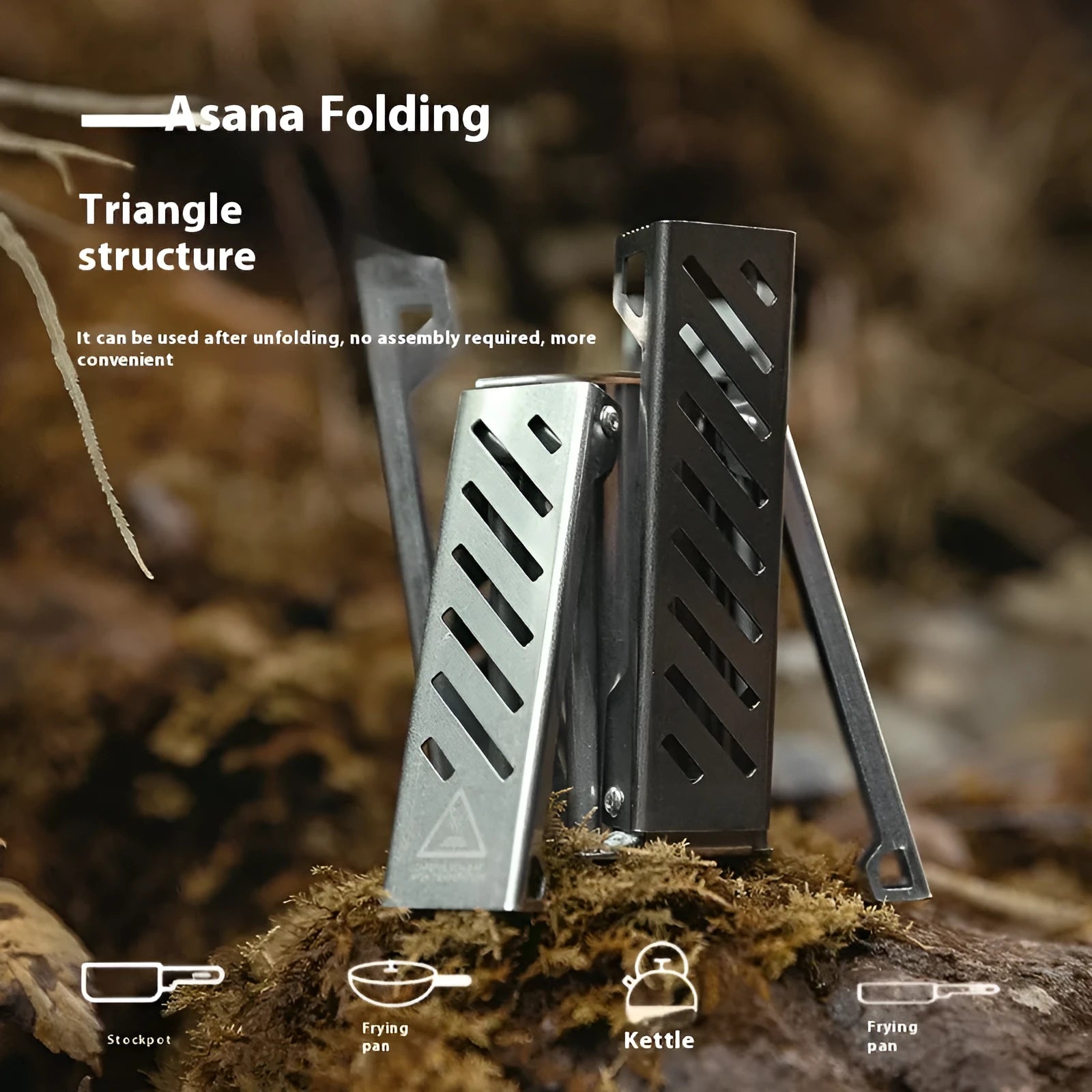 Hexagon foldable alcohol stove in black or silver colour for camping