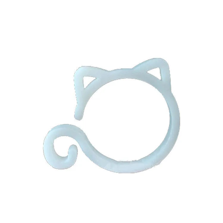 Cat-shaped plastic plant clip in green colour for garden stem support