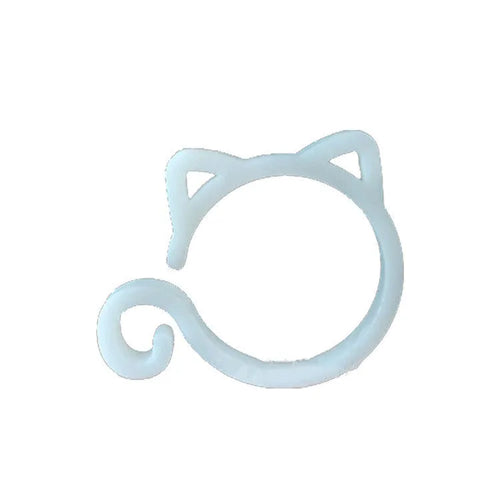 Cat-shaped plastic plant clip in green colour for garden stem support