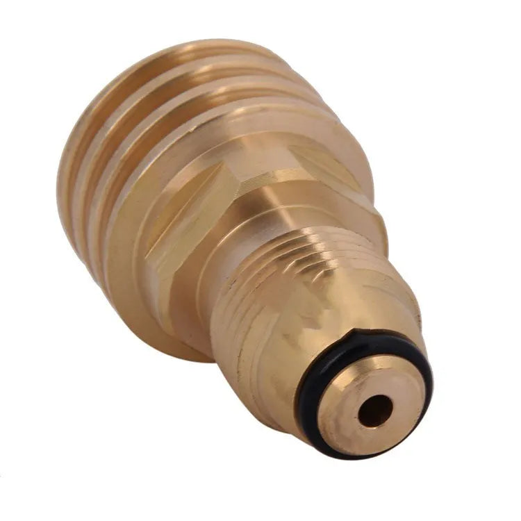 Gold colour brass gas charging adapter with taper external thread and 7mm diameter