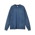 Men's vintage washed batik cotton long sleeve loose pullover tee shirt