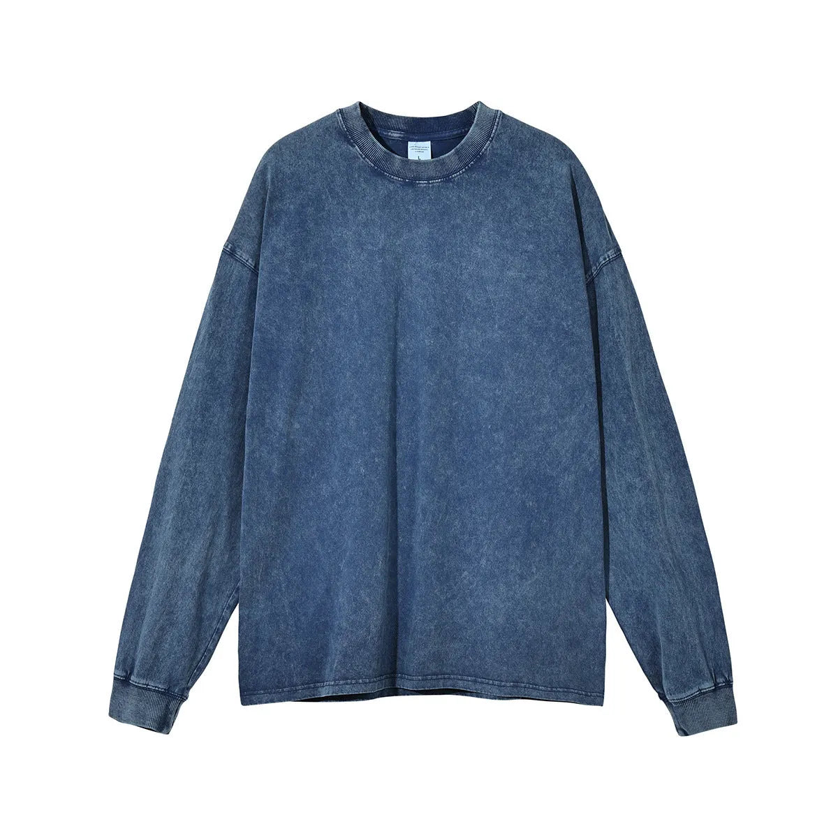 Men's vintage washed batik cotton long sleeve loose pullover tee shirt