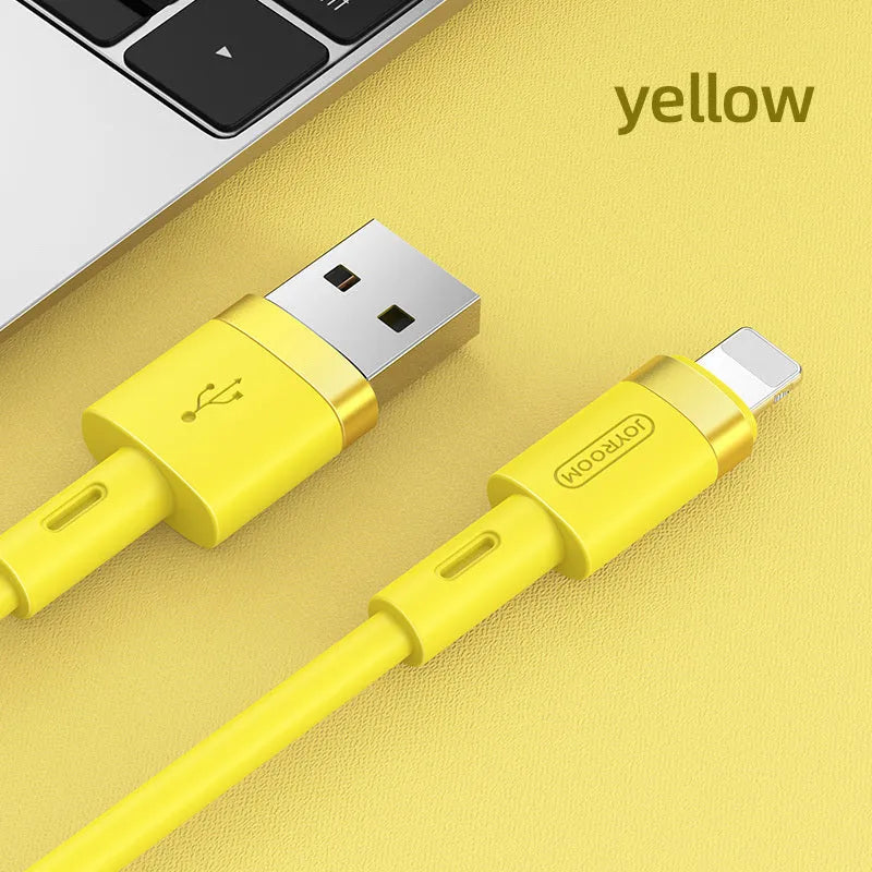 A 1.2-metre long USB Type-C charging cable shown in one of five colour options: Black, Purple, Red, White, or Yellow.