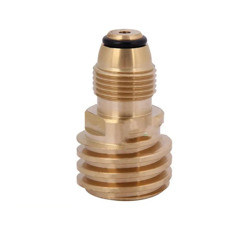 Gold colour brass gas charging adapter with taper external thread and 7mm diameter
