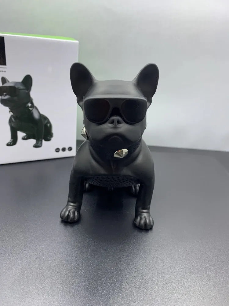 Mini bulldog Bluetooth speaker in black colour showing full body design with wireless connectivity