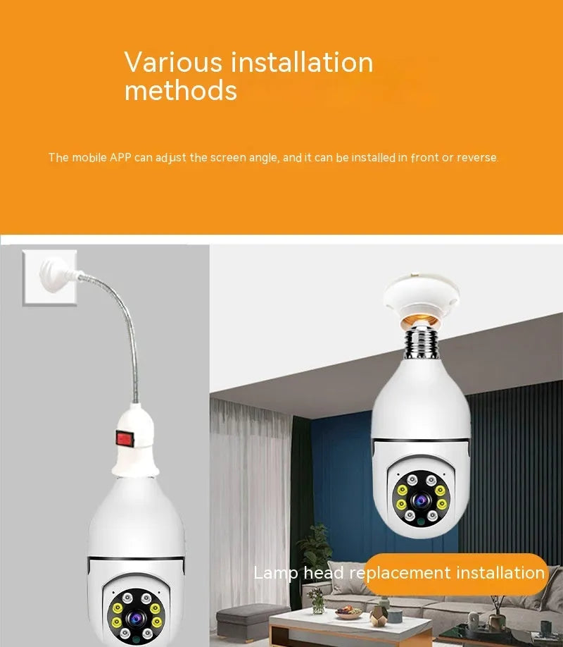Wireless Wifi bulb security camera for lamp holders with 1080p full colour night vision