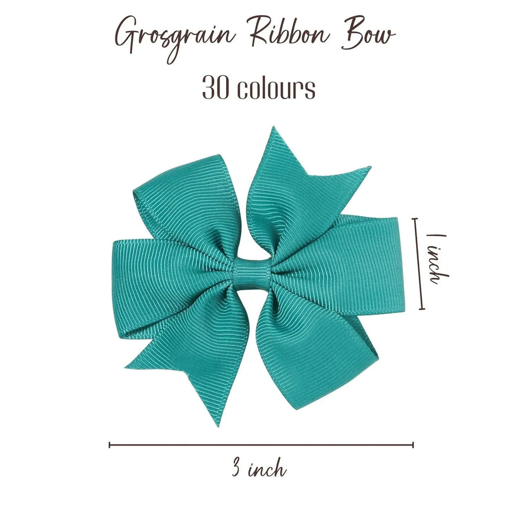 20 handmade grosgrain ribbon hair bows in 10 colours with alligator clips for baby girls