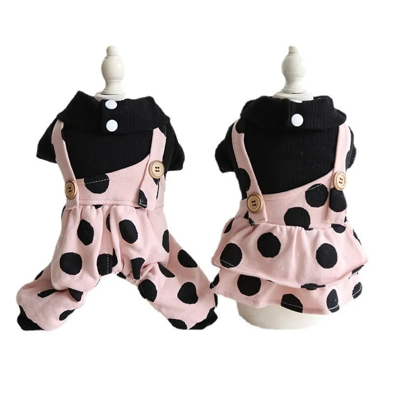 Pet couple clothes with lapel shoulder strap design for dogs in XS to XL sizes