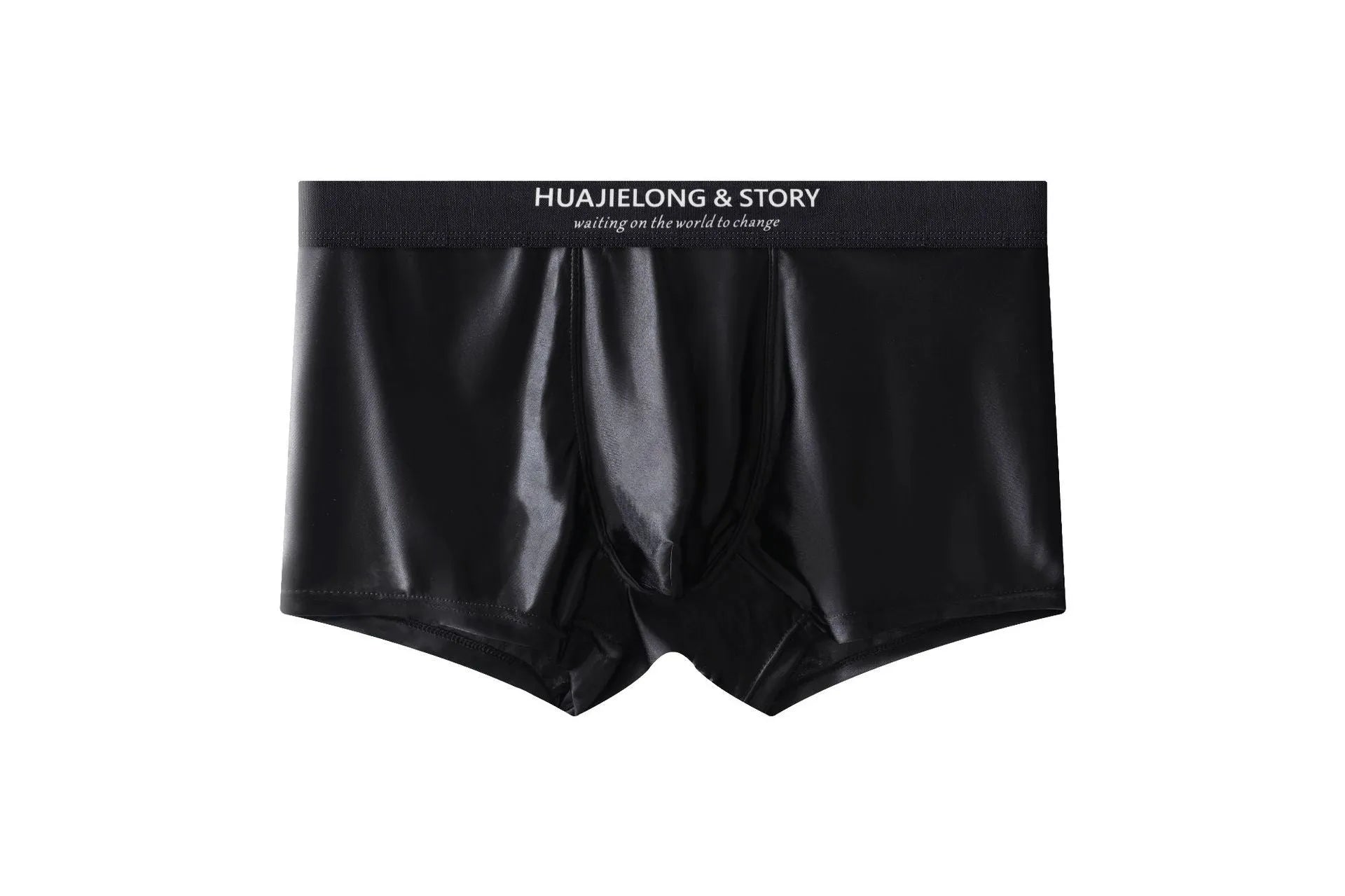 Men's ice silk underwear set in a solid colour showing mid-waist traceless design.
