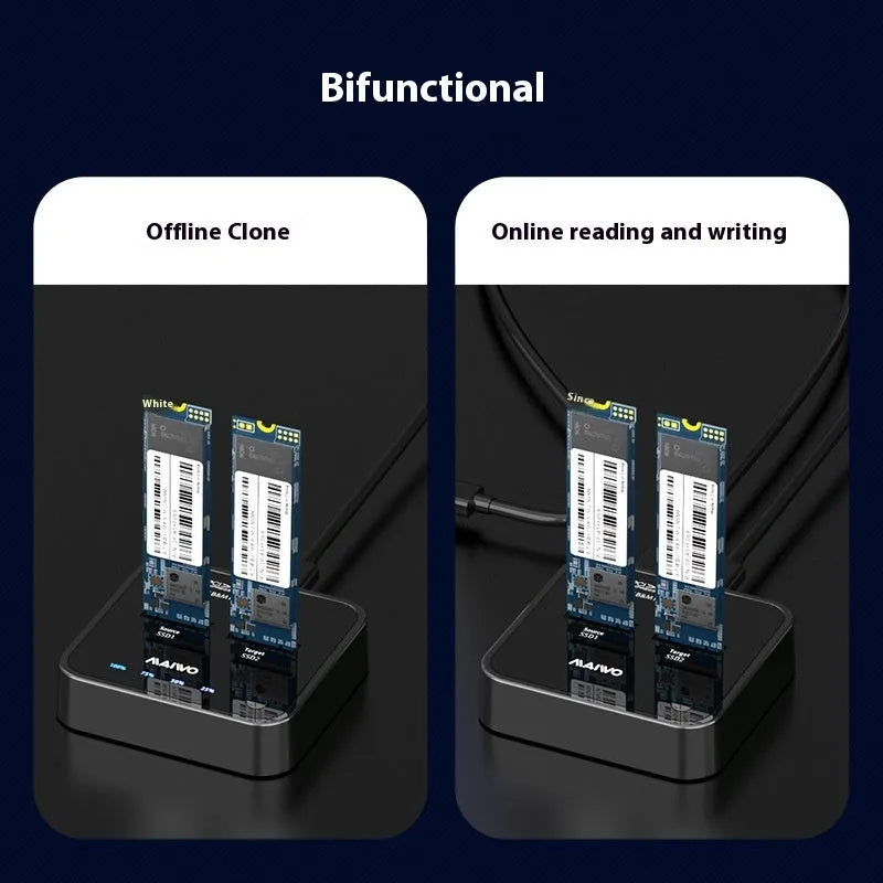 MAIWO K3016 M2 NVMe SATA solid state hard disk docking station with cables and power adapter