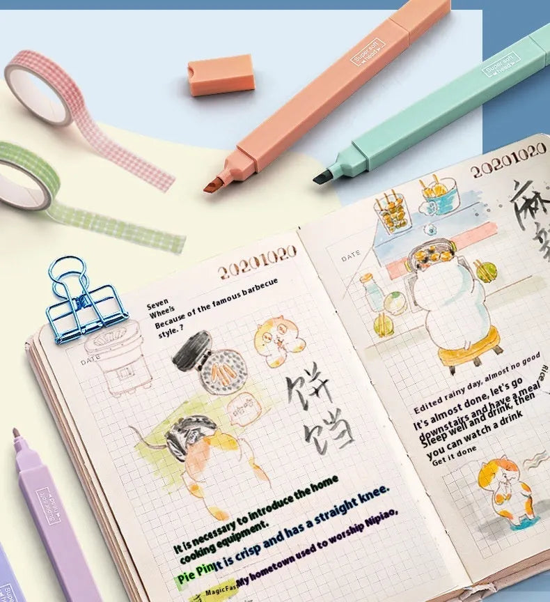 Double-ended fluorescent marking pens in mixed colour pack and themed Salt and Sweet series.
