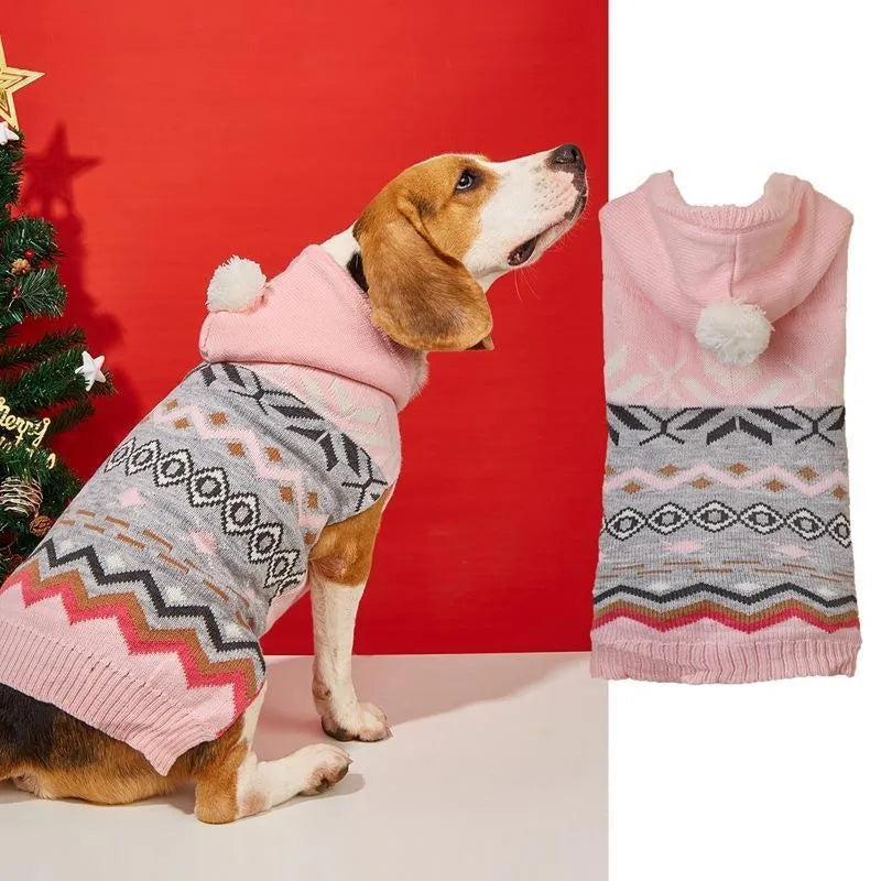 Acrylic knit pet sweater with woven diamond pattern in blue, green, or pink colour for dogs and cats