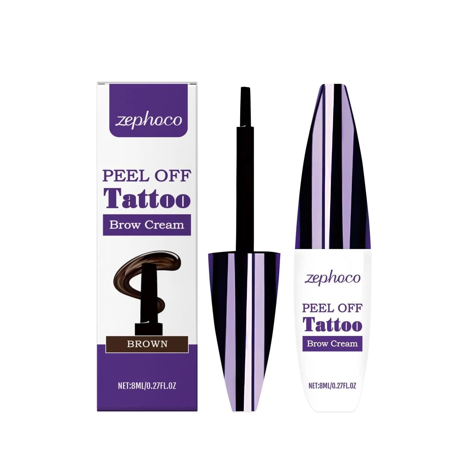 Tearable liquid eyebrow pencil in black brown and light brown shades with water-based formula