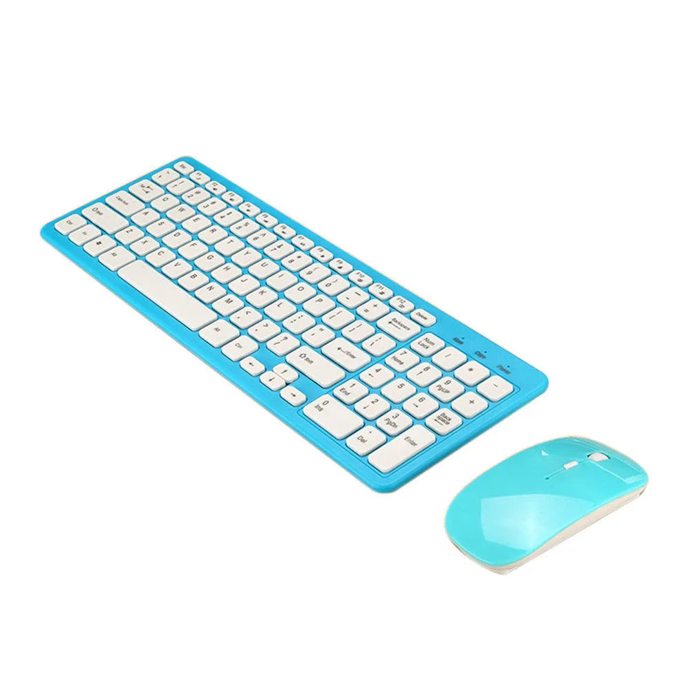 Wireless keyboard and mouse set in choice of four colours with 96-key keyboard and USB receiver
