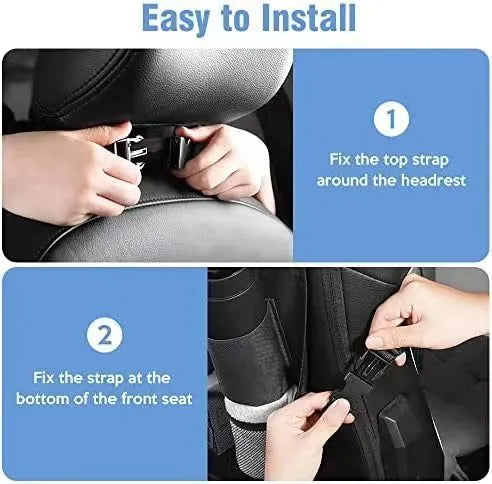 Black Oxford cloth car seat back buggy bag measuring 42x30cm with multifunction hanging storage