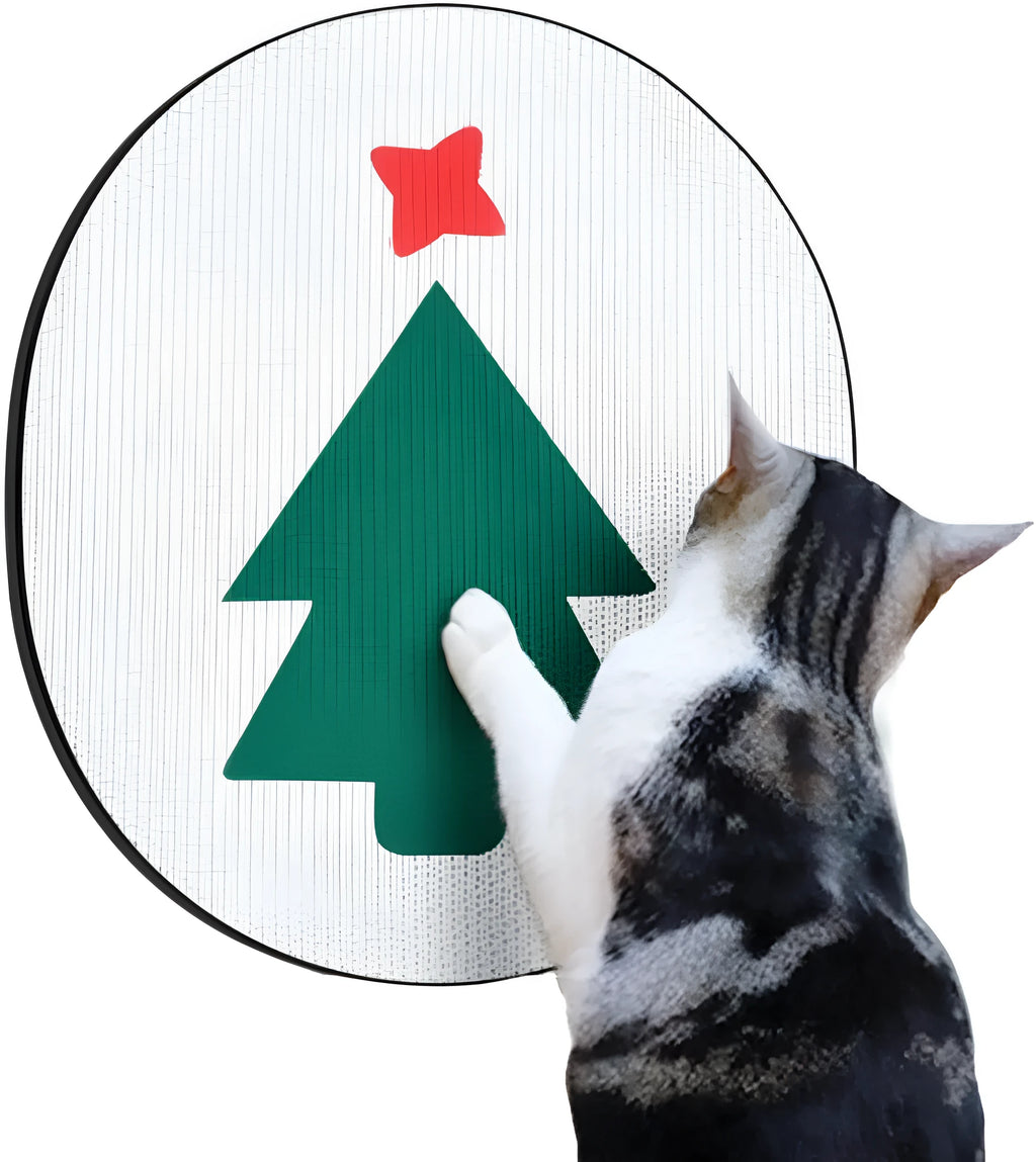 Wall mounted corrugated cardboard cat scratch pad with catnip in cactus design