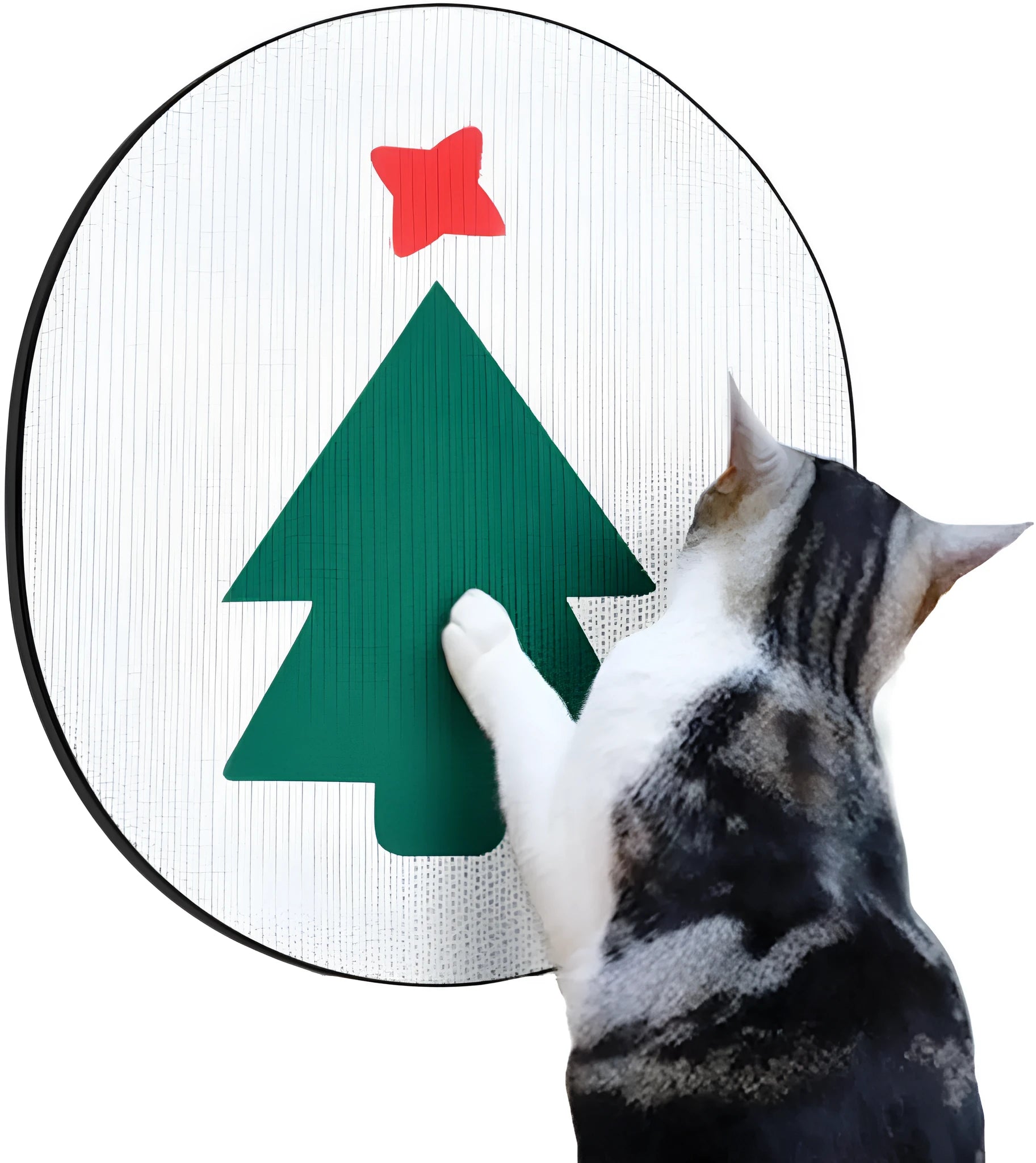 Wall mounted corrugated cardboard cat scratch pad with catnip in cactus design