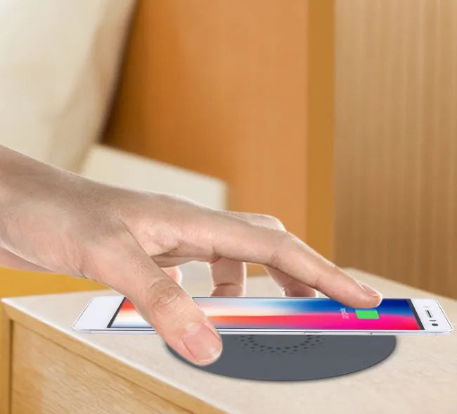 60mm round wireless charger for embedded furniture installation with Qi charging