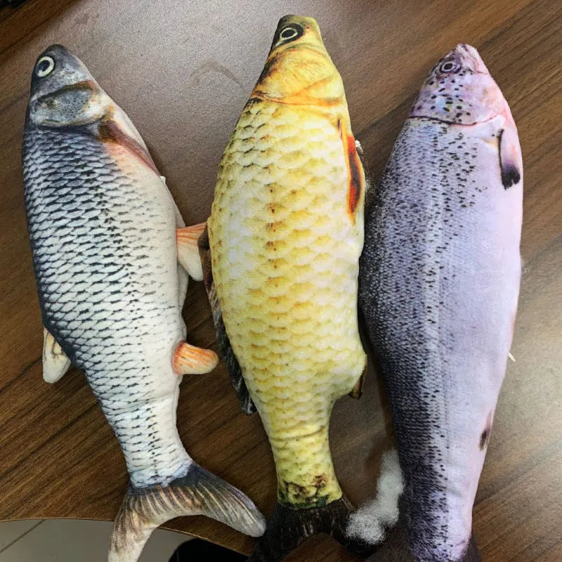 USB rechargeable electric jumping fish simulation cat toy, 30 cm long in multicolor options.