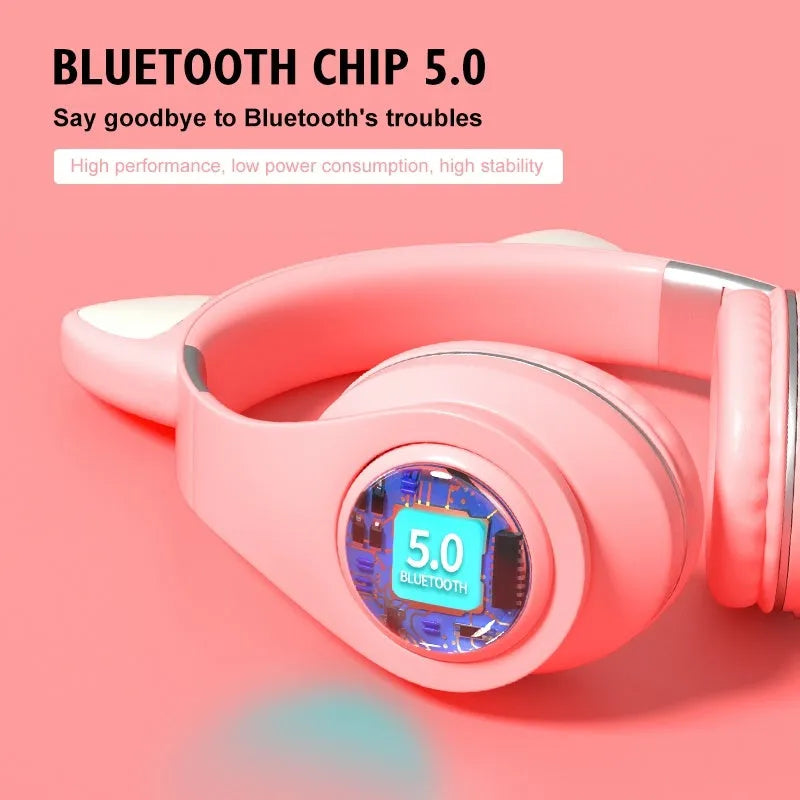 Wireless Bluetooth sports headphones with cat ear design in six colour options