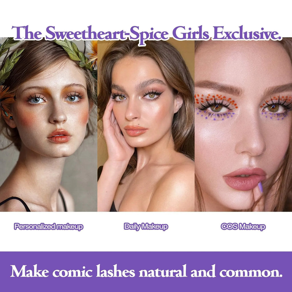 Set of natural wispy false eyelashes styles 007, 008, 009 for manga and Korean makeup.