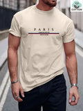 Men's heavy pure cotton short-sleeved T-shirt with a printed design in a loose casual fit