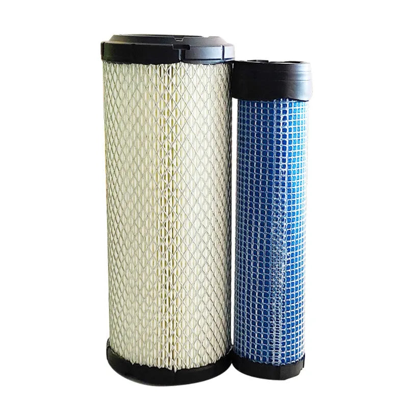 Large cylindrical Donaldson 1027 engine air filter with straight head and elbow connector
