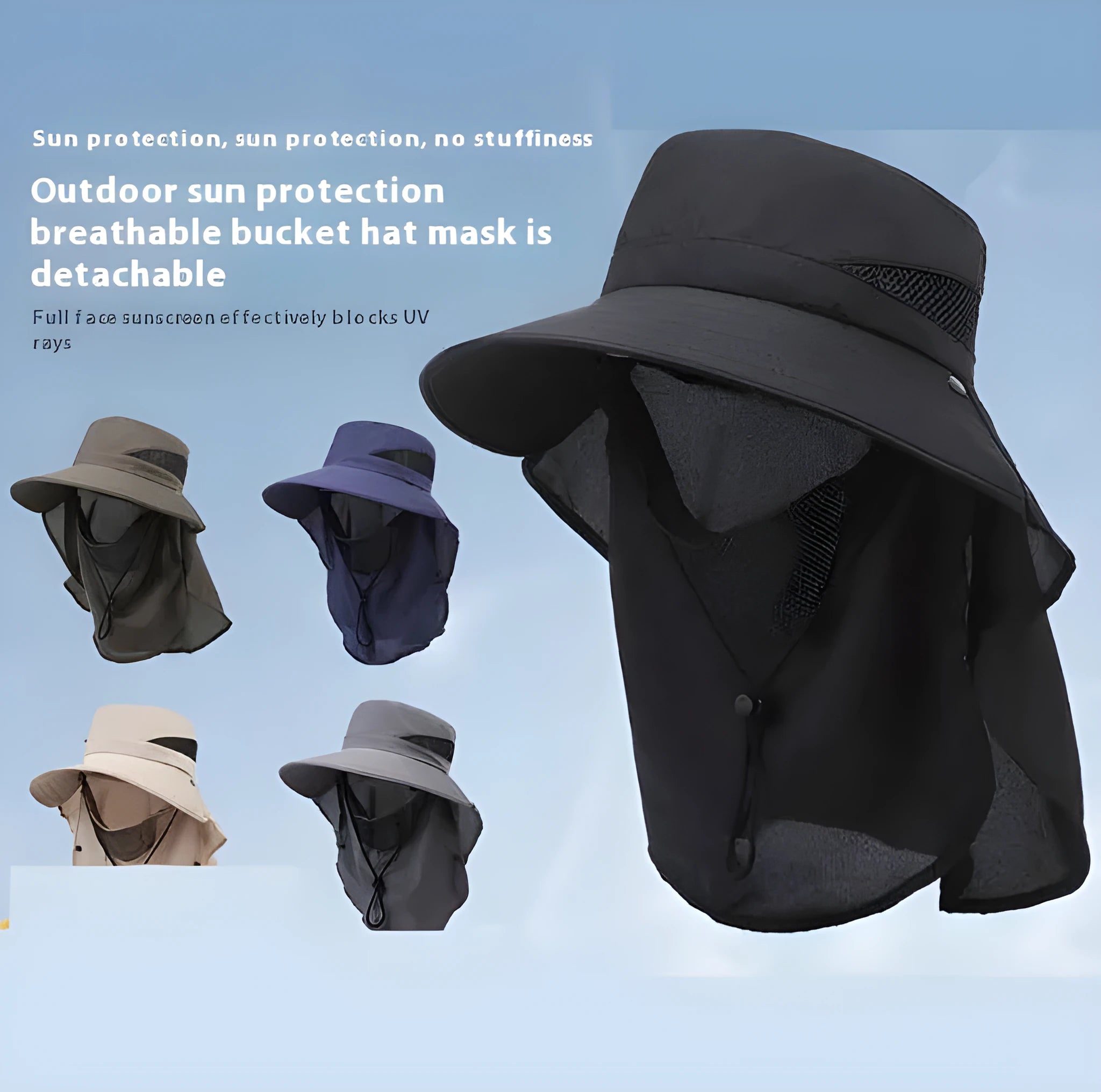 Men's wide brim adjustable fisherman sun hat in polyester fabric.
