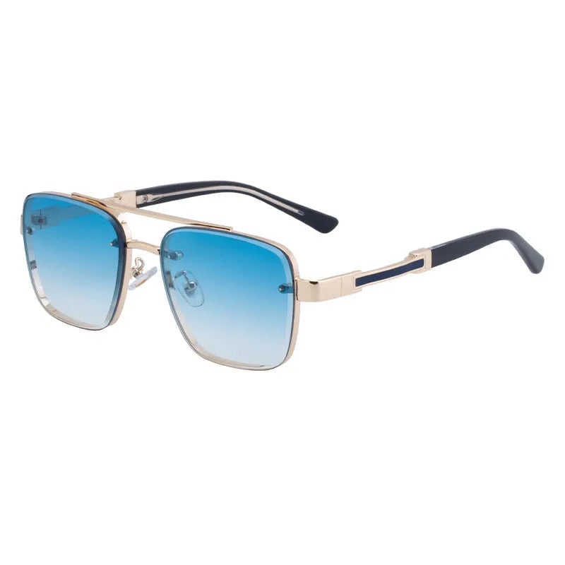 Men's vintage sunglasses with PC lenses in multiple colour options including gradient blue and gun gray gray green