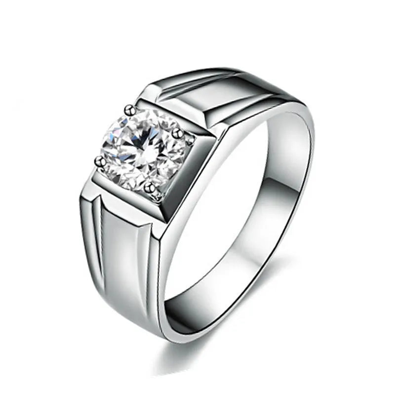 Copper men's ring with a large square diamond design and an adjustable band in gold colour.