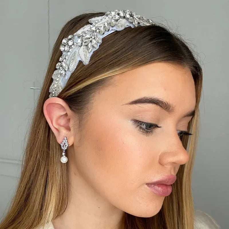 Geometric flower earrings with micro inlaid zircon and pearl detailing in gold plating