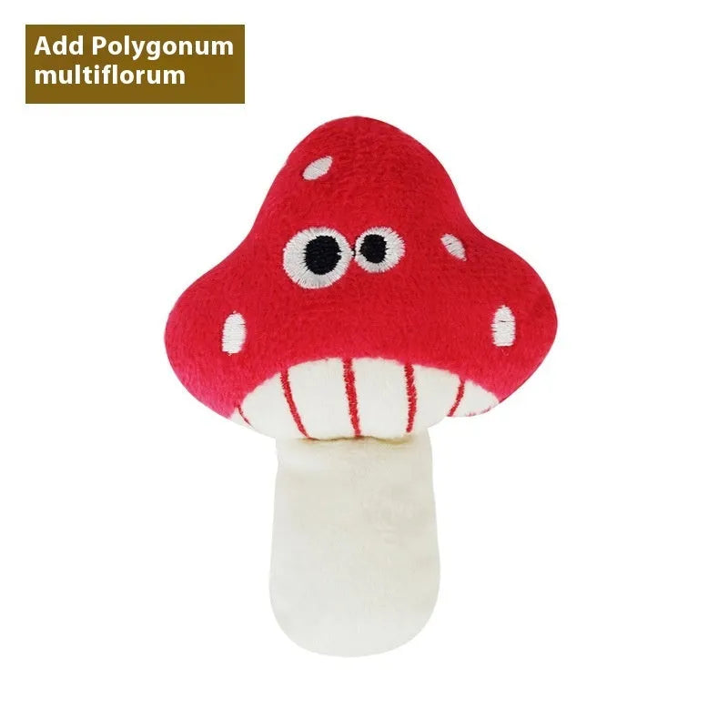 Polygonum multiflorum wooden molar cat toy with catnip plush attachment in pizza style