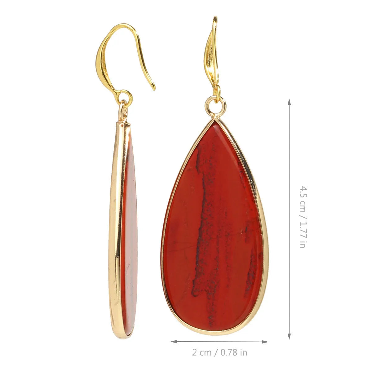 Vintage handmade stone drop earrings with water droplet shape in five colour options including tigereye and amethyst