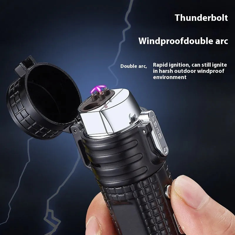 TH727 multi-function metal flashlight lighter in camouflage, red, black, blue or yellow colour.
