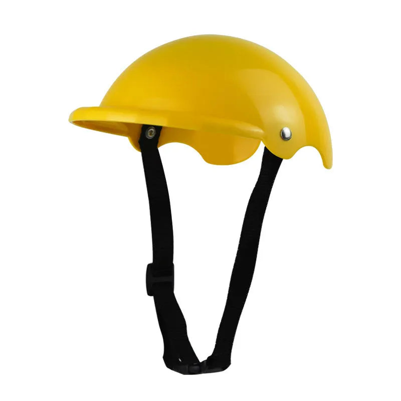 Small S size plastic pet motorcycle helmet in pink, black, yellow, or green colour.