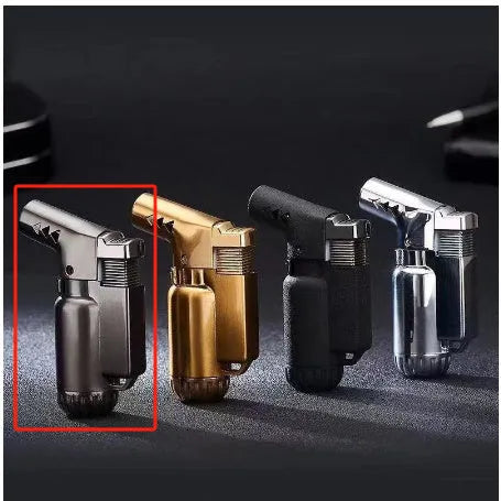 HB805-1 full metal windproof punch lighter in black, gold, gray, or silver finish