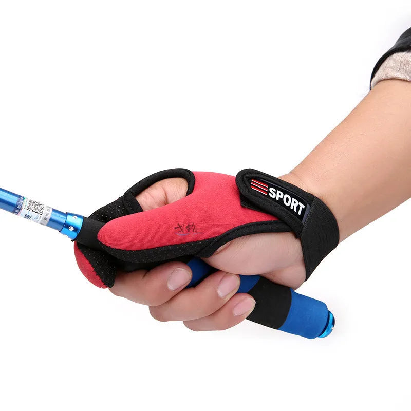 Fishing two finger gloves showing microfiber palm and diving cloth back in black colour