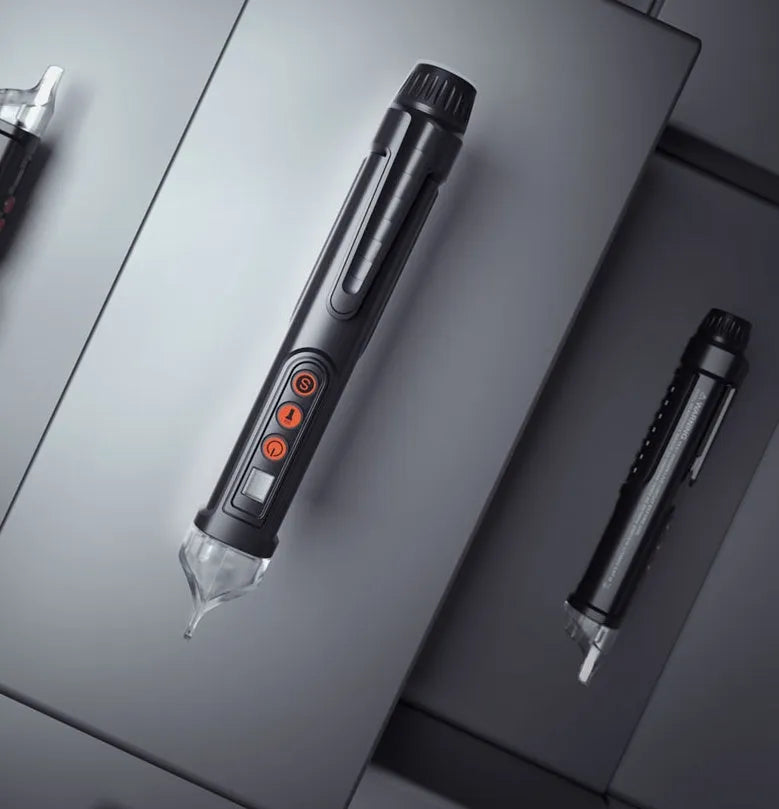 Intelligent checkpoint test pencil with black body and sensor tip for line detection