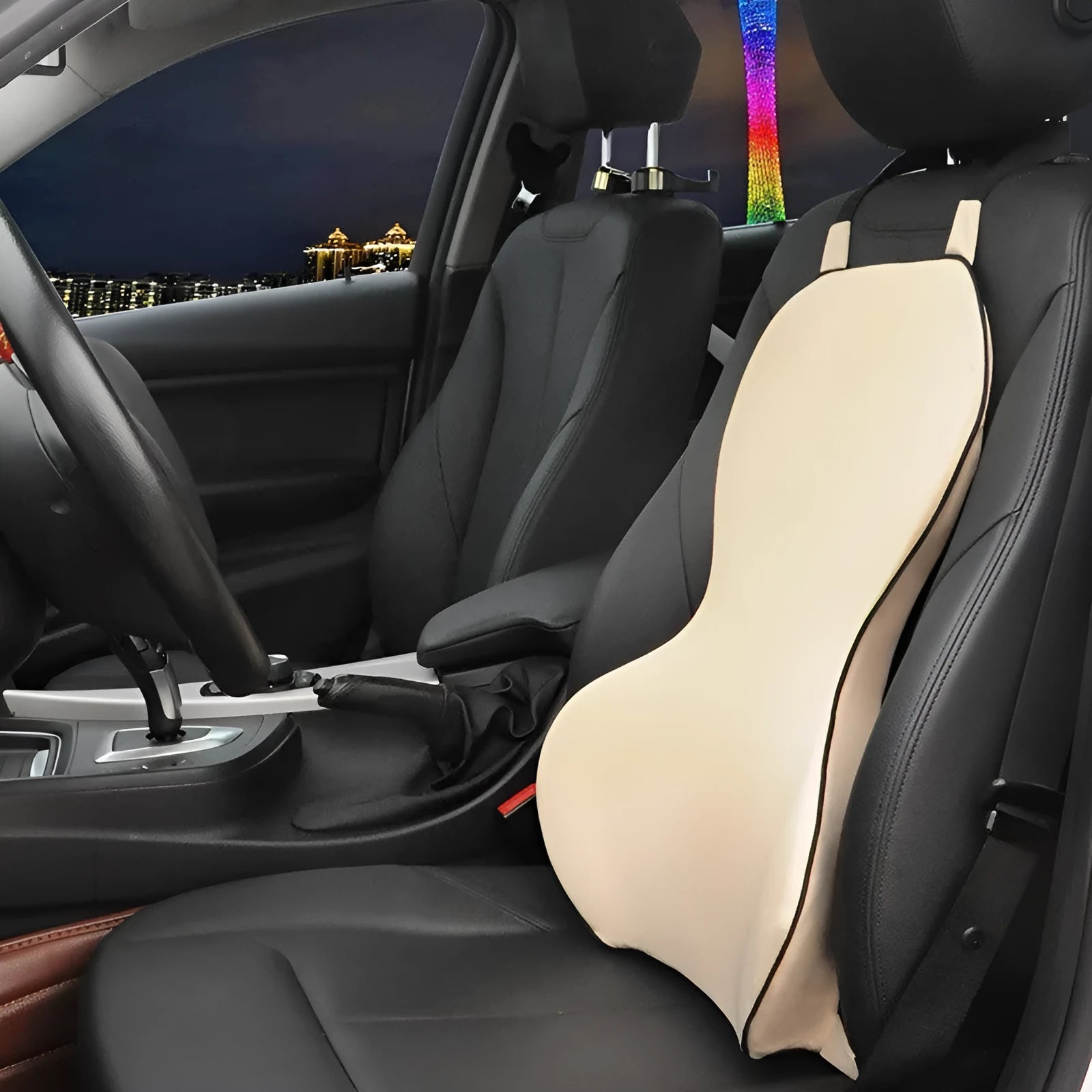 Memory cotton car waist back support cushion in solid colour on vehicle seat