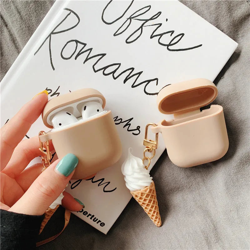 Cylinder ice cream design silicone case for Apple AirPods 2 wireless earphones in assorted colours