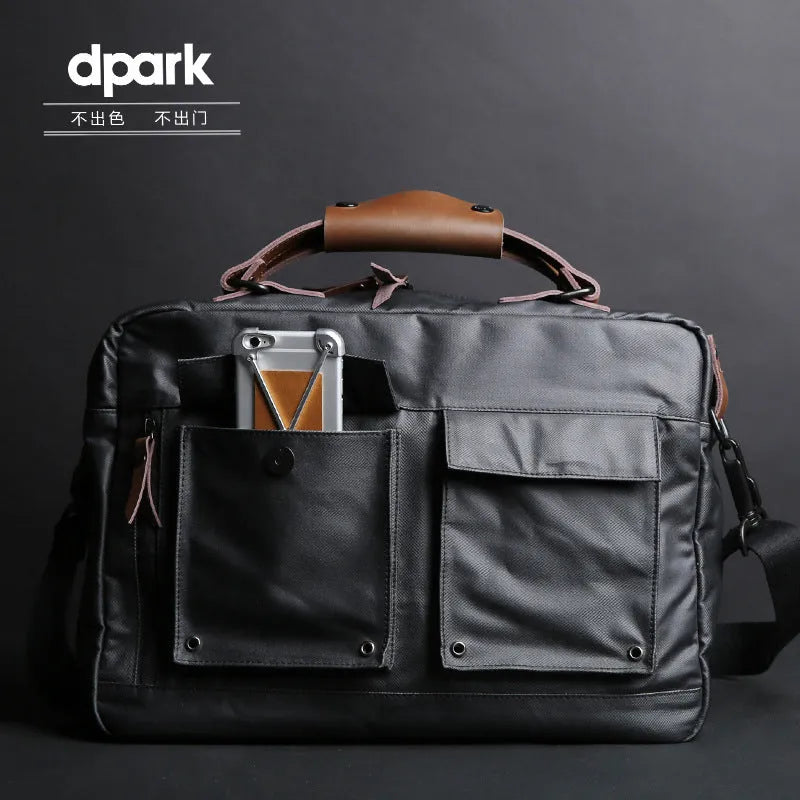 Dpark 14/15 inch laptop bag with shoulder strap in black, brown, or khaki options