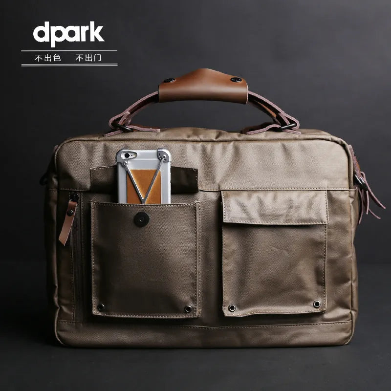 Dpark 14/15 inch laptop bag with shoulder strap in black, brown, or khaki options