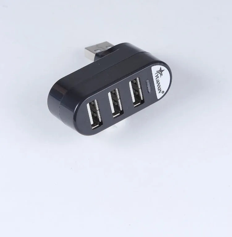 Black and white USB 2.0 hub splitter with multiple expansion ports