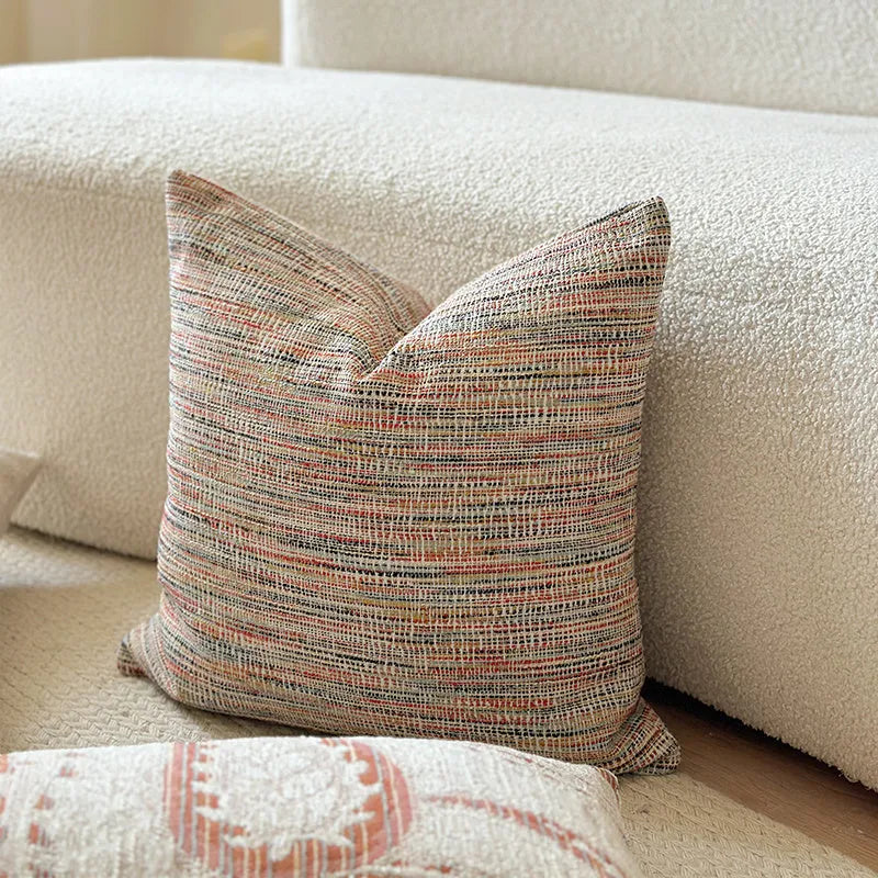 Amber coloured American-style jacquard paisley pattern sofa cushion cover