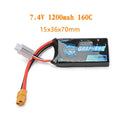 1200mAh 7.4V RC lithium battery for remote control model cars and ships