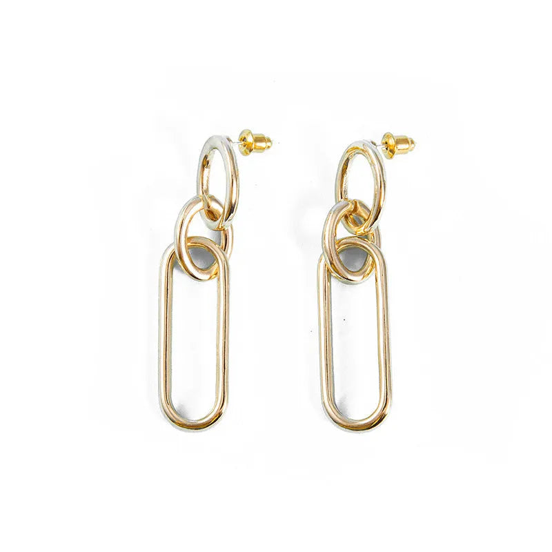 Geometric sterling silver needle colour hoop earrings with ring and line design