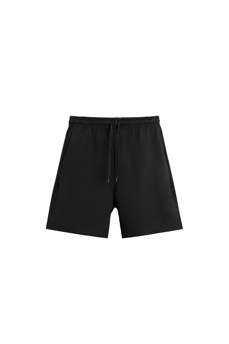 Loose fit short sleeve shirt and matching shorts set in polyester double-sided cloth texture